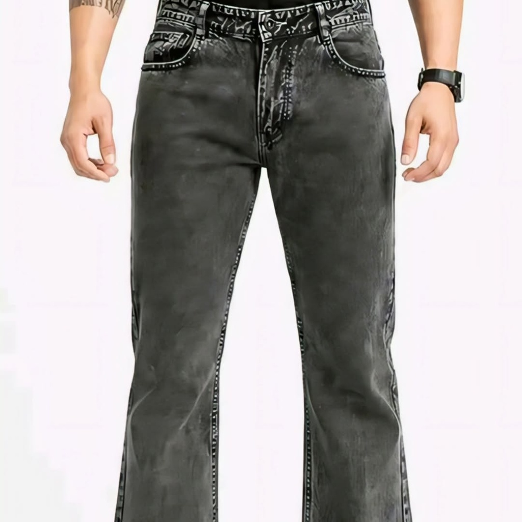 Men's Grey Washed Denim Jeans Pant (28)