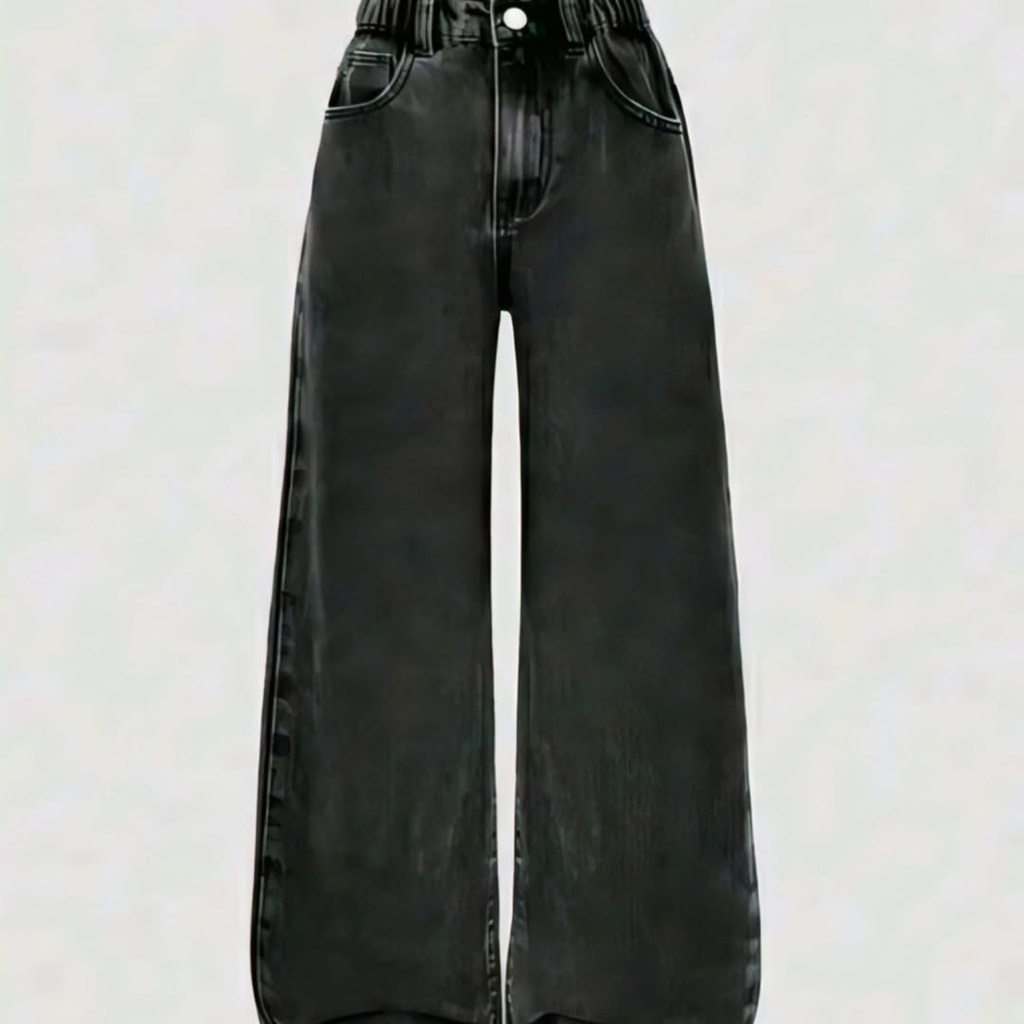 Women's Wide Leg Black Jeans Pant (24)