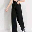 High-Waist Wide-Leg Black Denim Jeans Pant for Women