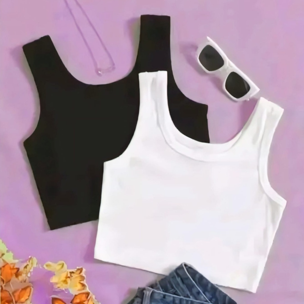 Ribbed Crop Tank Top pack of 2 (XS)
