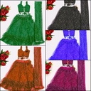 Kids Girls Net Glitter Work Lehenga Choli Dupatta Set