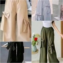 Wide-Leg Trouser Pants with Side Bow Pockets
