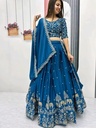 Peacock Blue Georgette Lehenga Choli with Dupatta