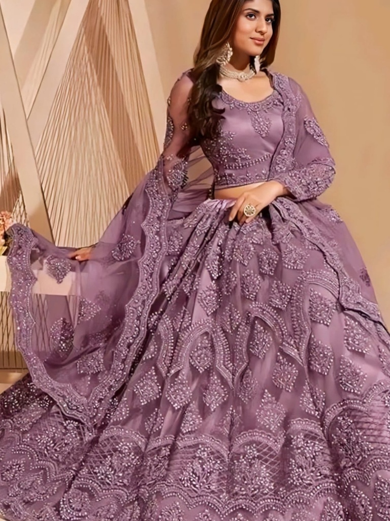 Women's Net Embroidered Lehenga Choli