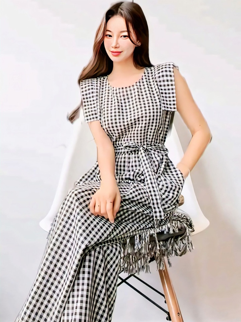 Gingham Jumpsuit with Belt (XS)