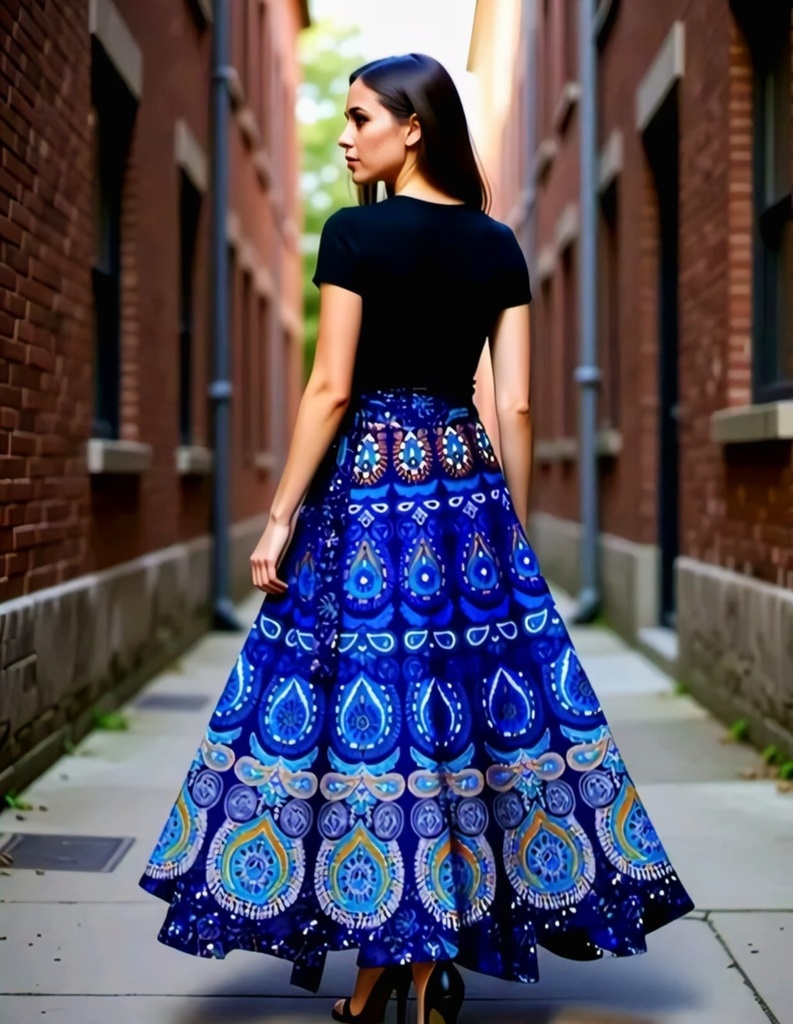 Blue Maxi Skirt (36)