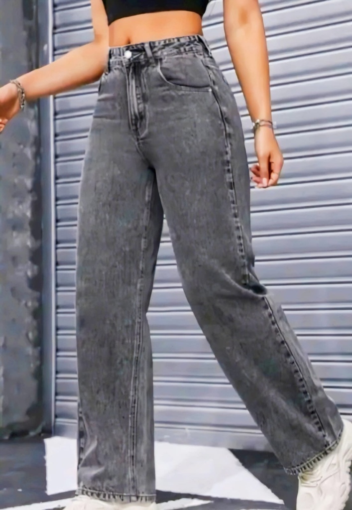 Women High Waste Wide Jeans