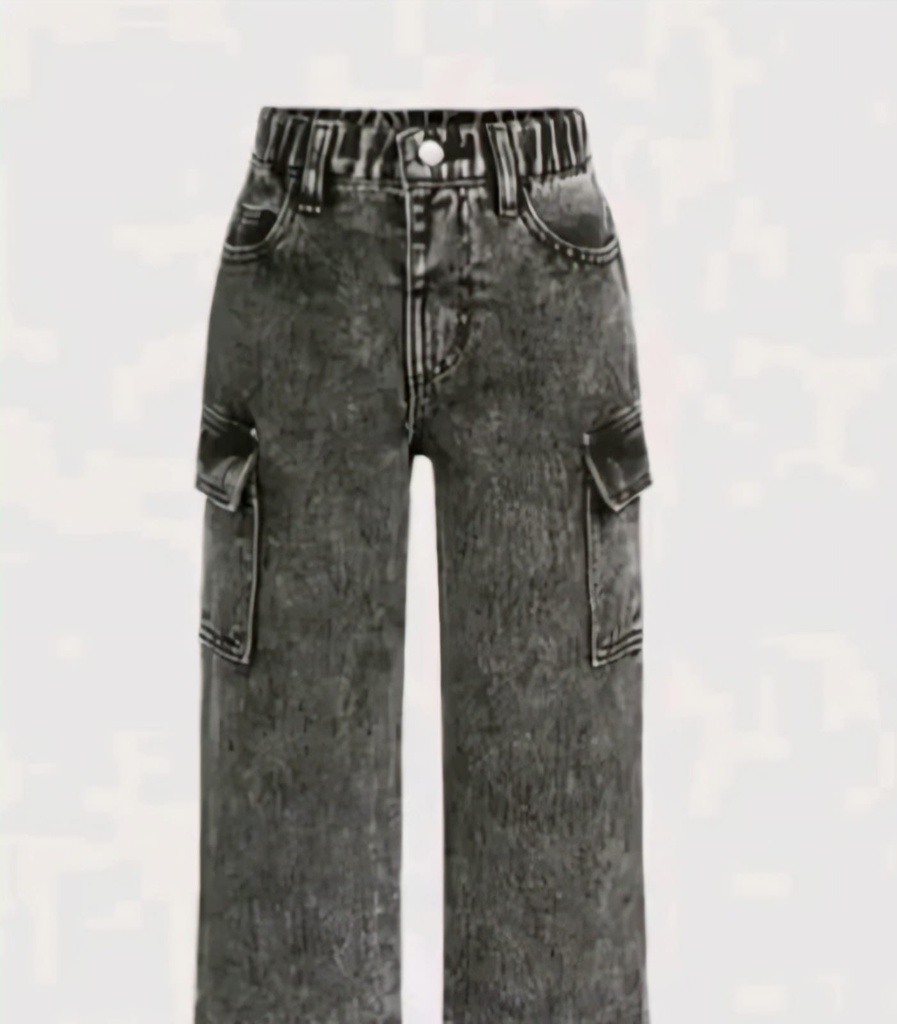 Grey Kids Cargo Jeans Pant (6-7Y)