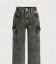 Grey Kids Cargo Jeans Pant