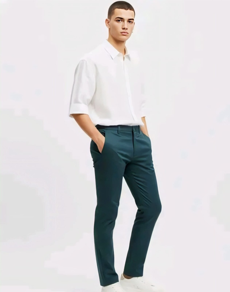 Men Trousers Teal Chino Pants
