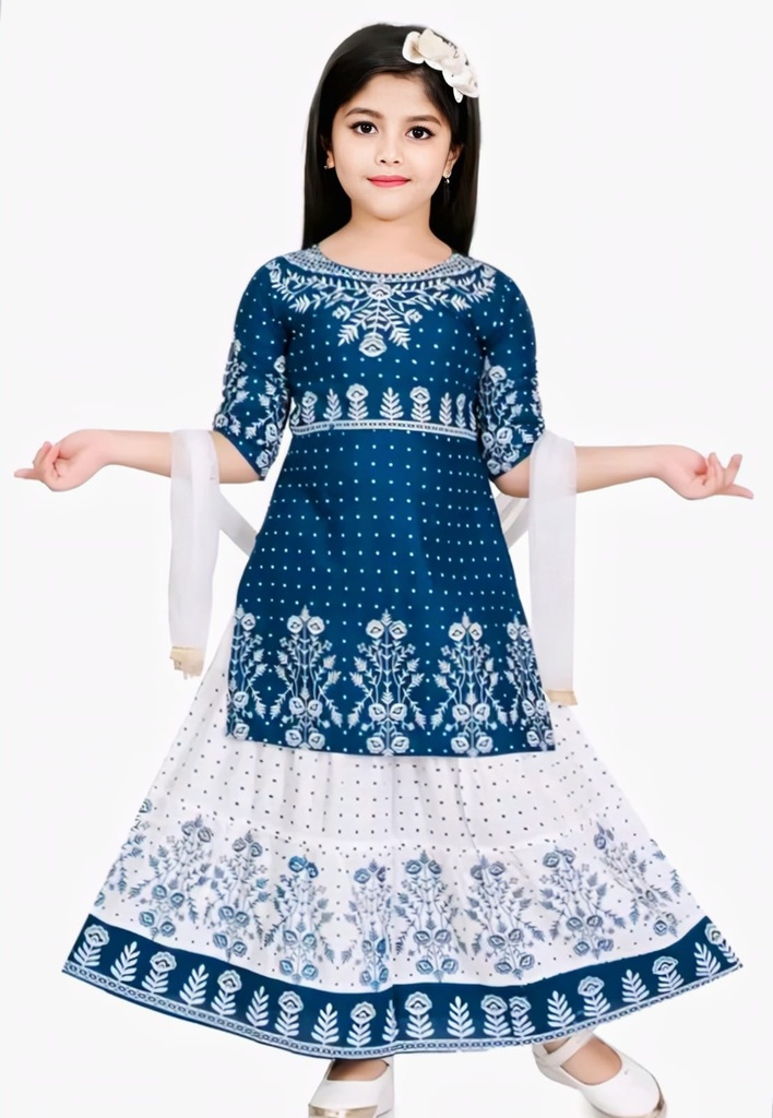 Girls Kurta Lehenga Dupatta Set (6M-12M)