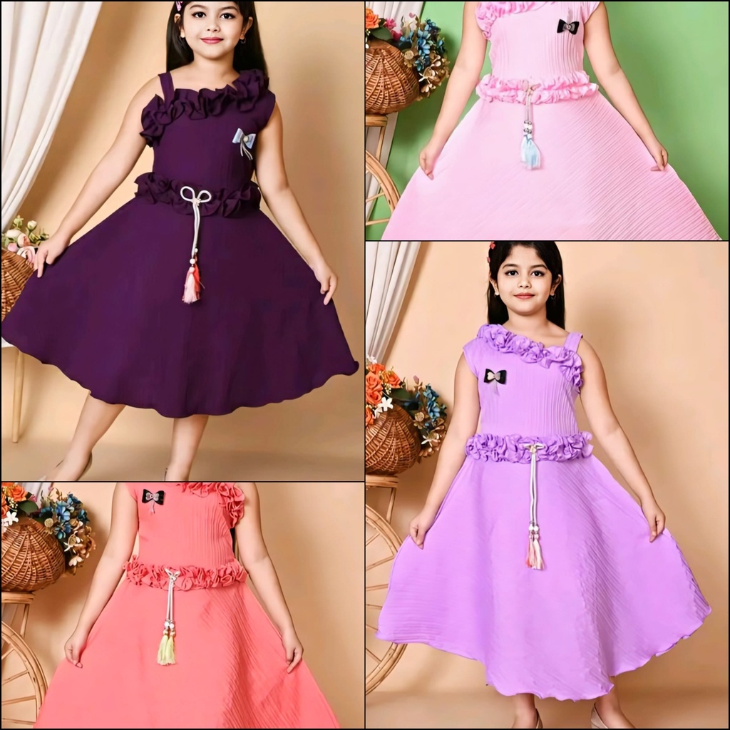 Girls Gown Party Wear Frock (6M-12M, Baby Pink)