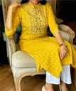 Yellow Cotton Women's Kurti