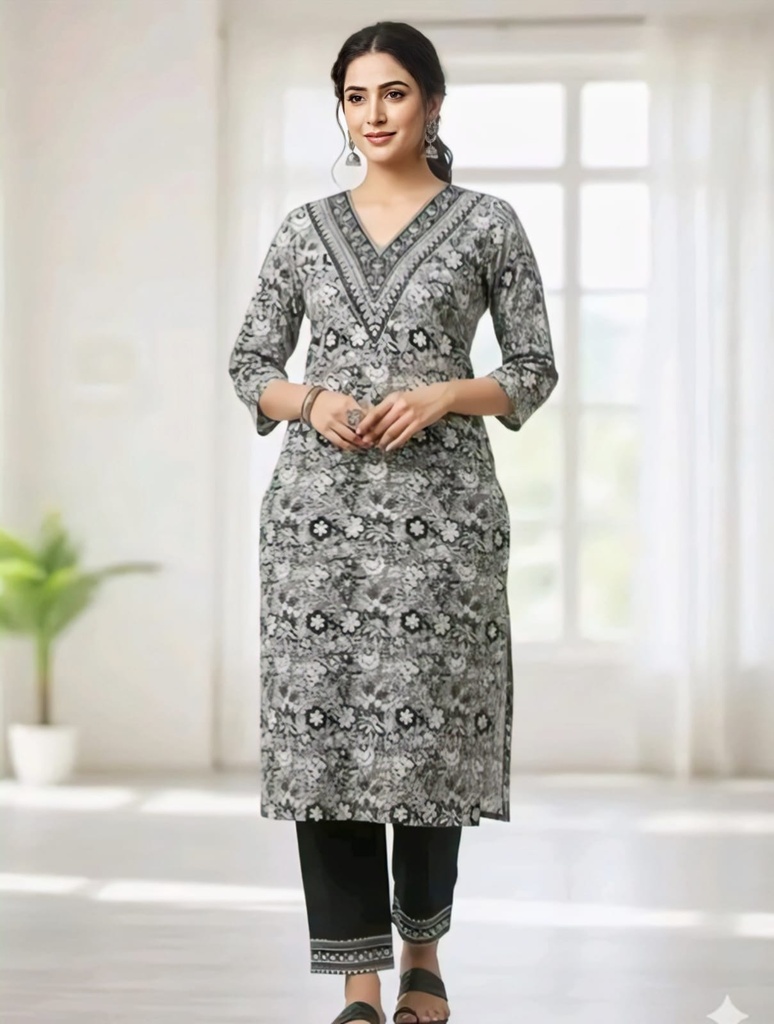 Women Straight Kurti Pant Set (XS)