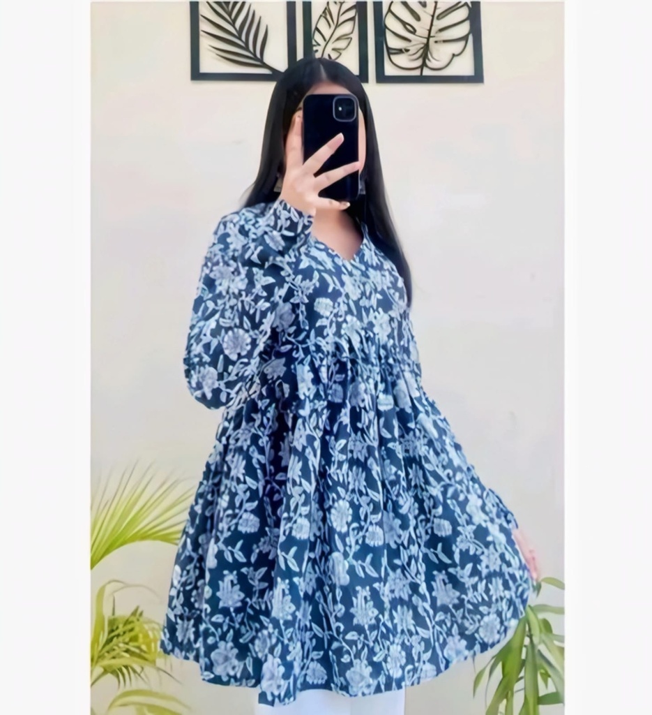 Cotton Peplum Flared Short Kurti (XS)