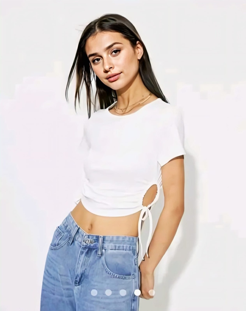 White Ribbed Crop Top (XS)