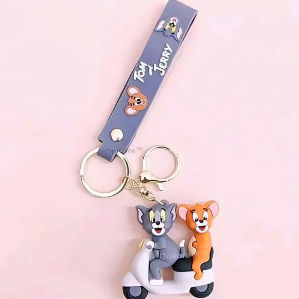 Tom and Jerry Cartoon Character Plastic Keychain for Keys