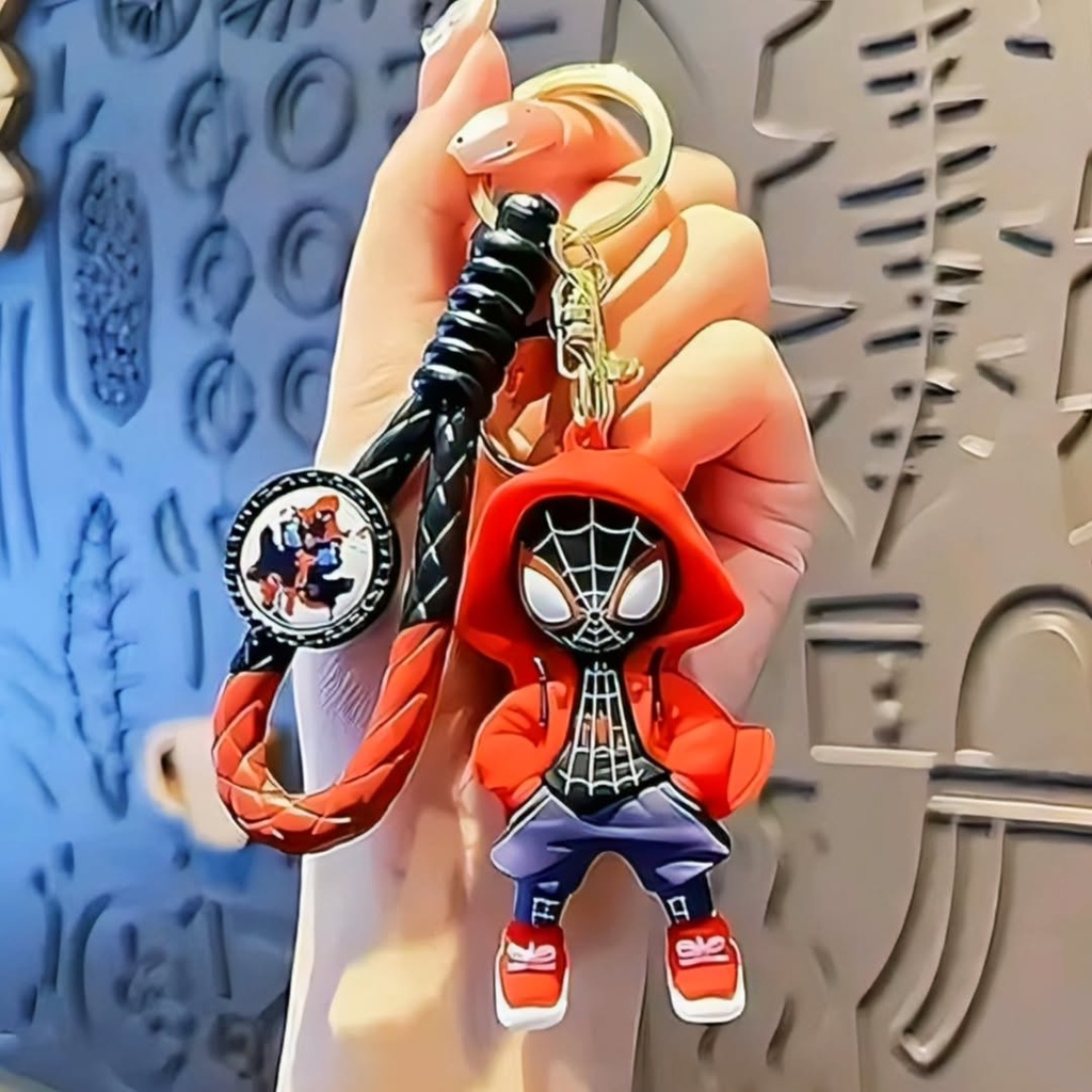 Spider-Man Miles Morales Superhero Cartoon Silicone Keychain