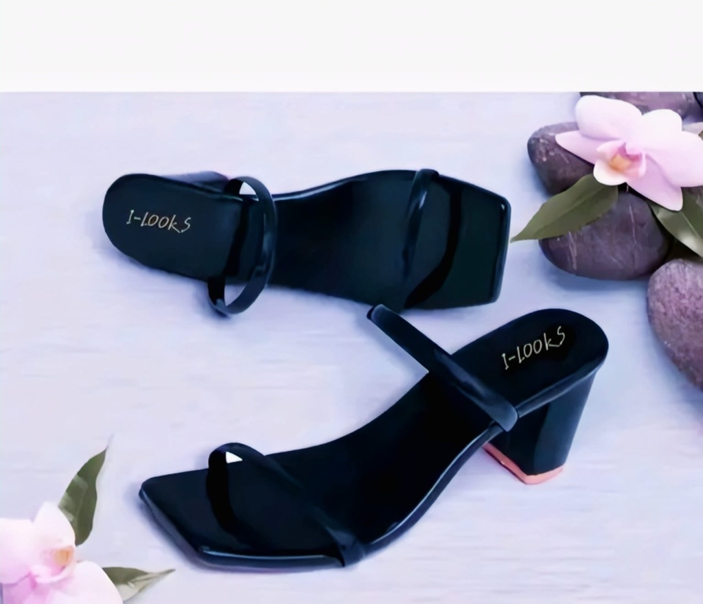 Black Square-Toe Block Heels (3)
