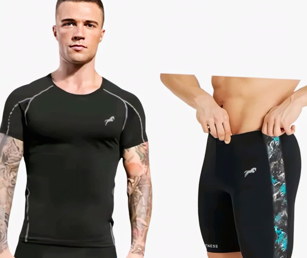 Men Swimsuit Swim Shorts T-Shirt (S)
