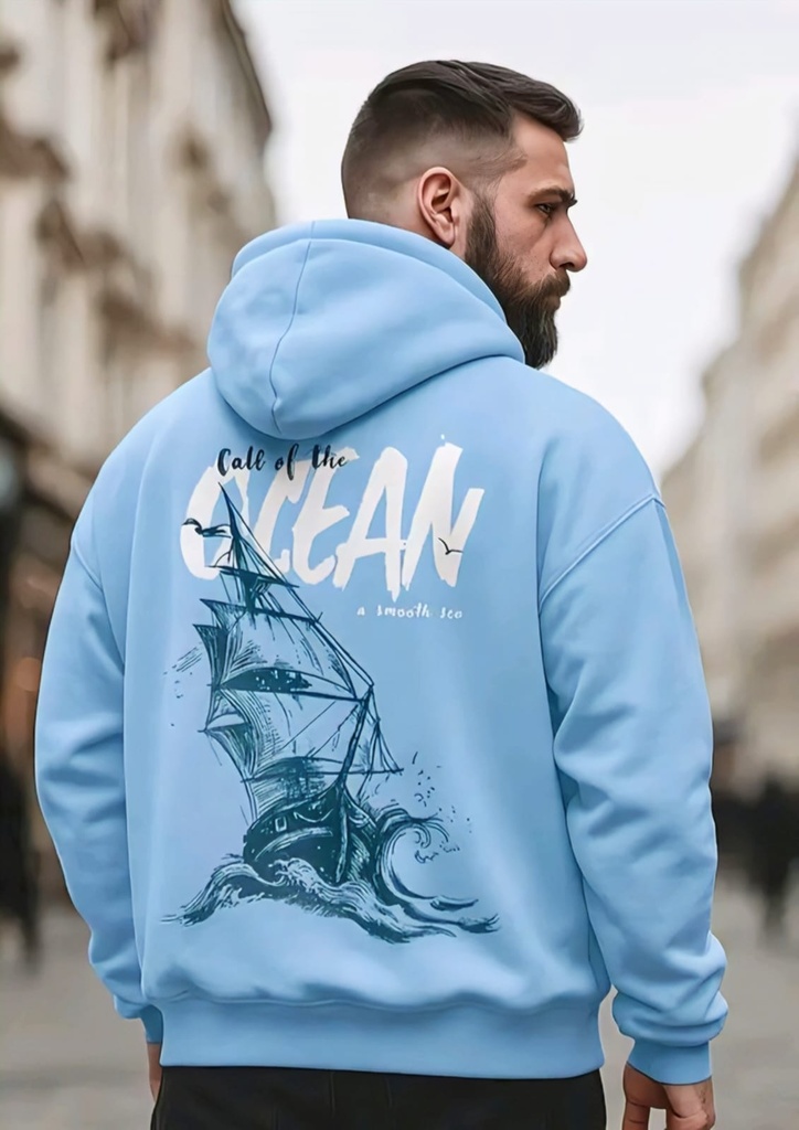 Light Blue Oversized Hoodie Men (M)