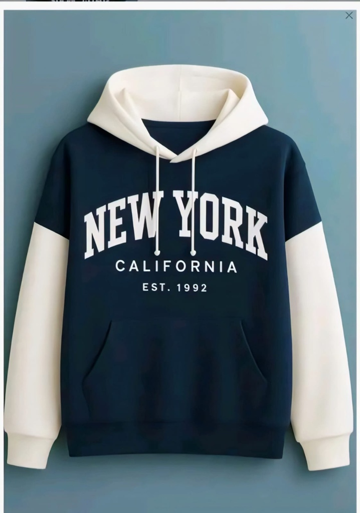 Navy White Unisex Hoodie Sweatshirt (S)