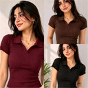 Women Polo Neck T-Shirt Top