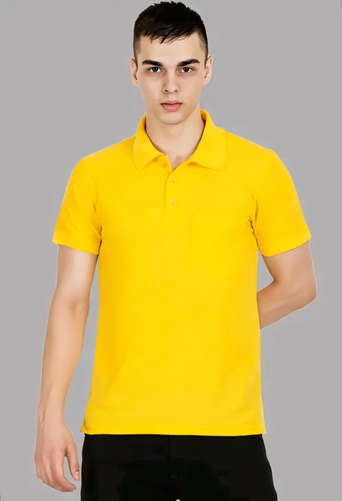 Men Yellow Polo Neck Tshirt (M)