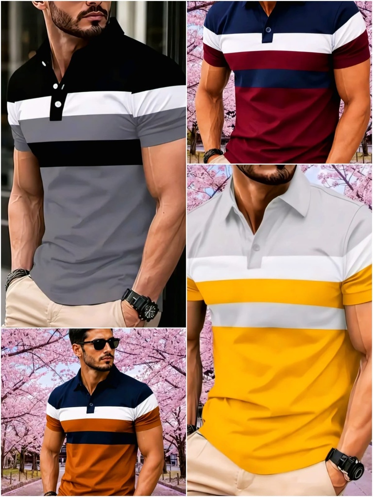 .Men's Polo Neck T-Shirt (M, Maroon)