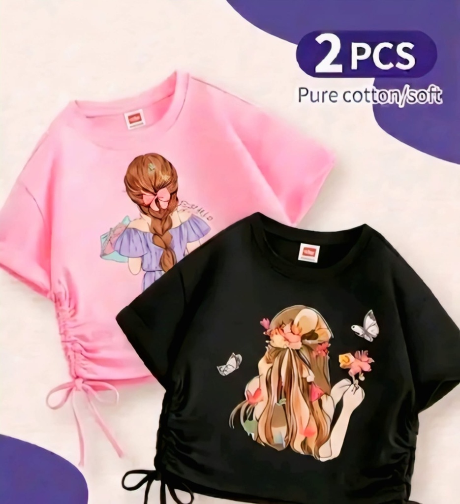 Girls Pure Cotton Drawstring Top (7-8Y)