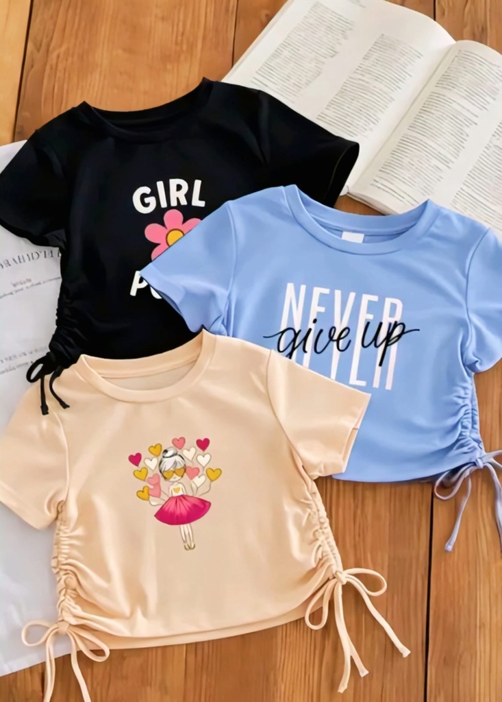 Girls Side Cinch Crop T-Shirt I (3-4Y)